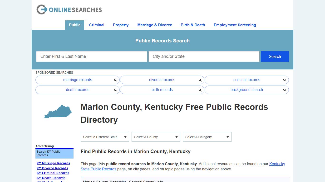 Marion County, Kentucky Public Records Directory